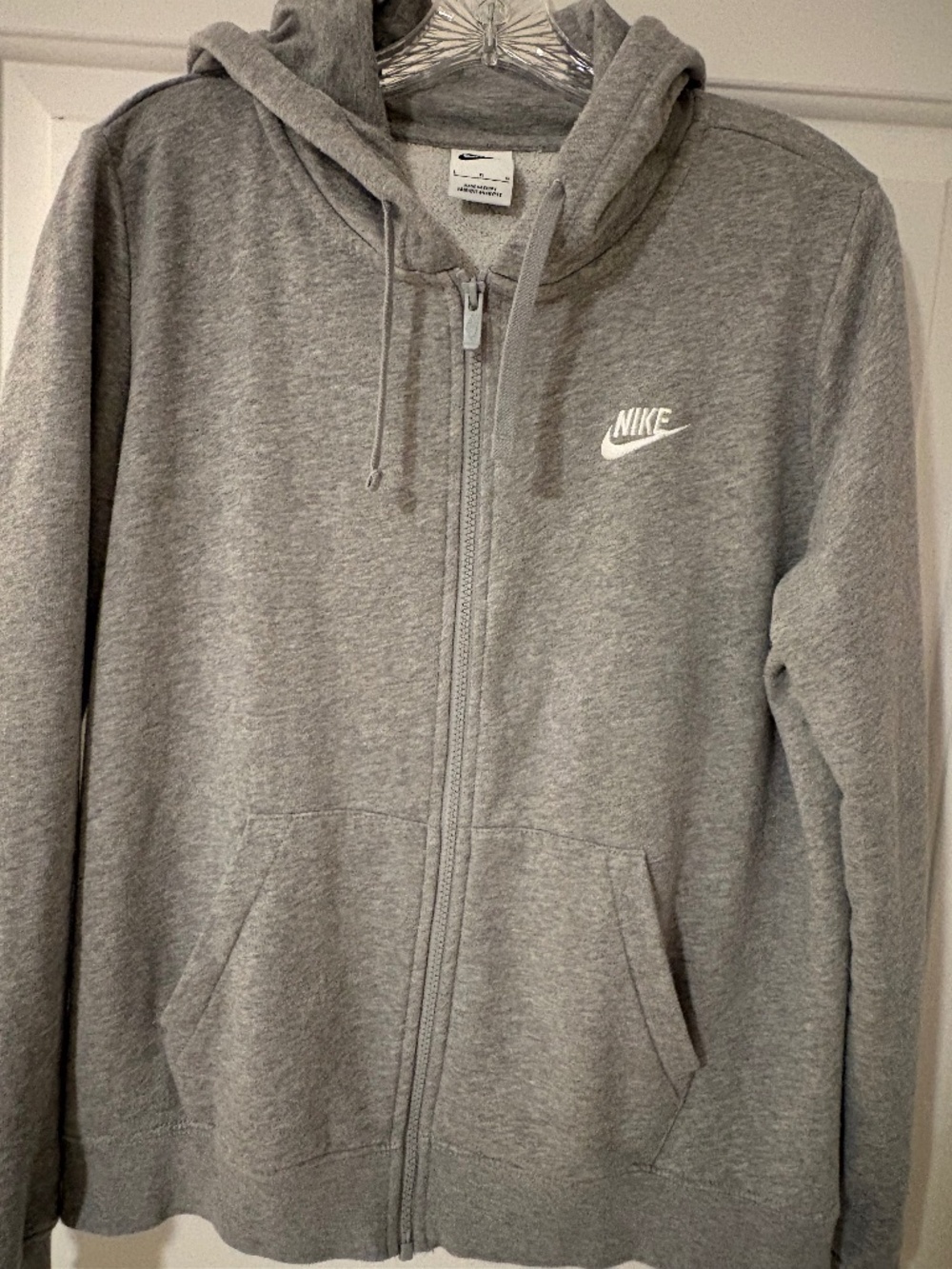 Nike Hoodie Full Zip Sweatshirt Gray Womens Large